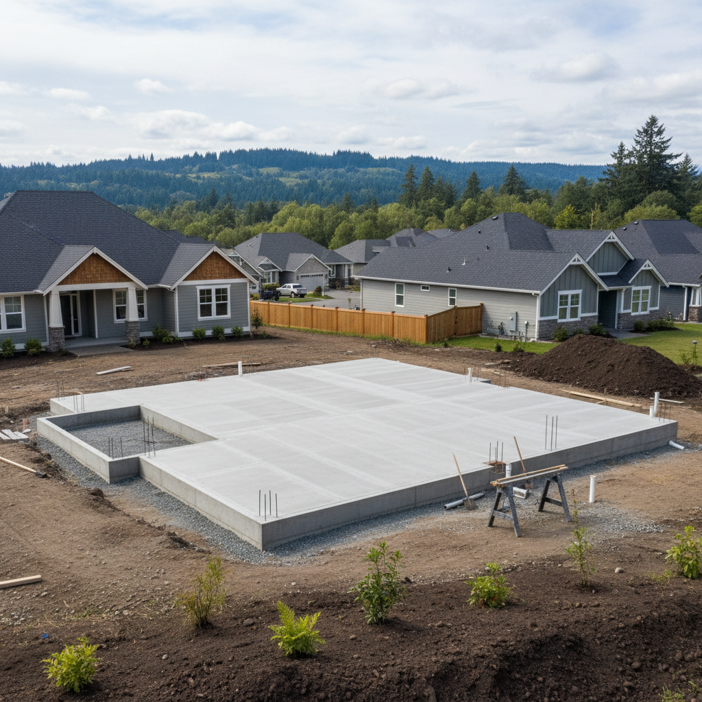 Completed foundation construction work at a residential property in Hillsboro, OR