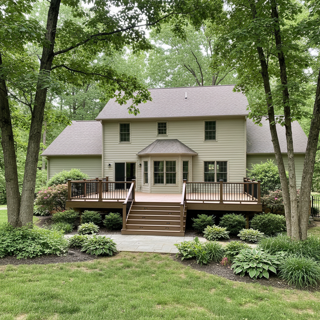 Completed trex decks work at a residential property in Knoxville, TN