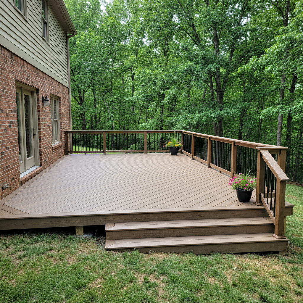Completed composite decks work at a residential property in Knoxville, TN