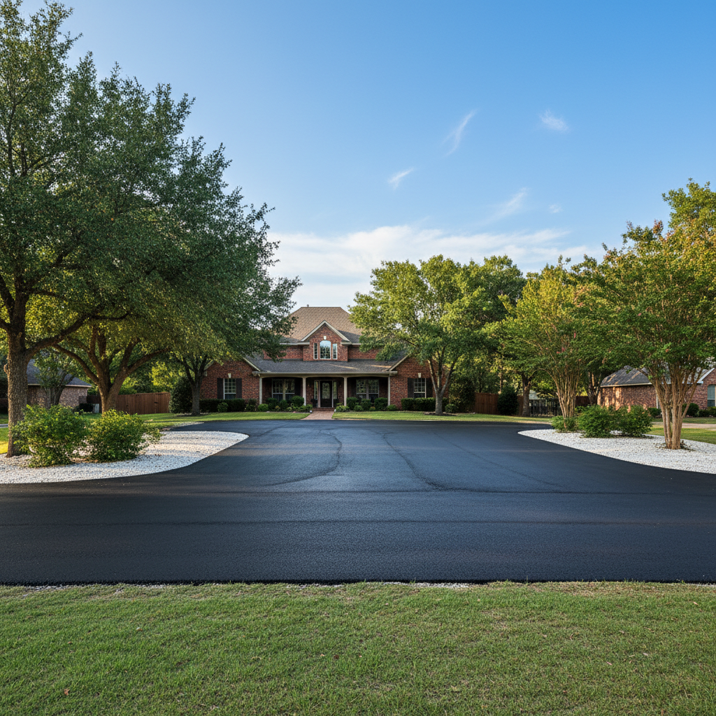 Completed parking lot paving work at a residential property in Irving, TX