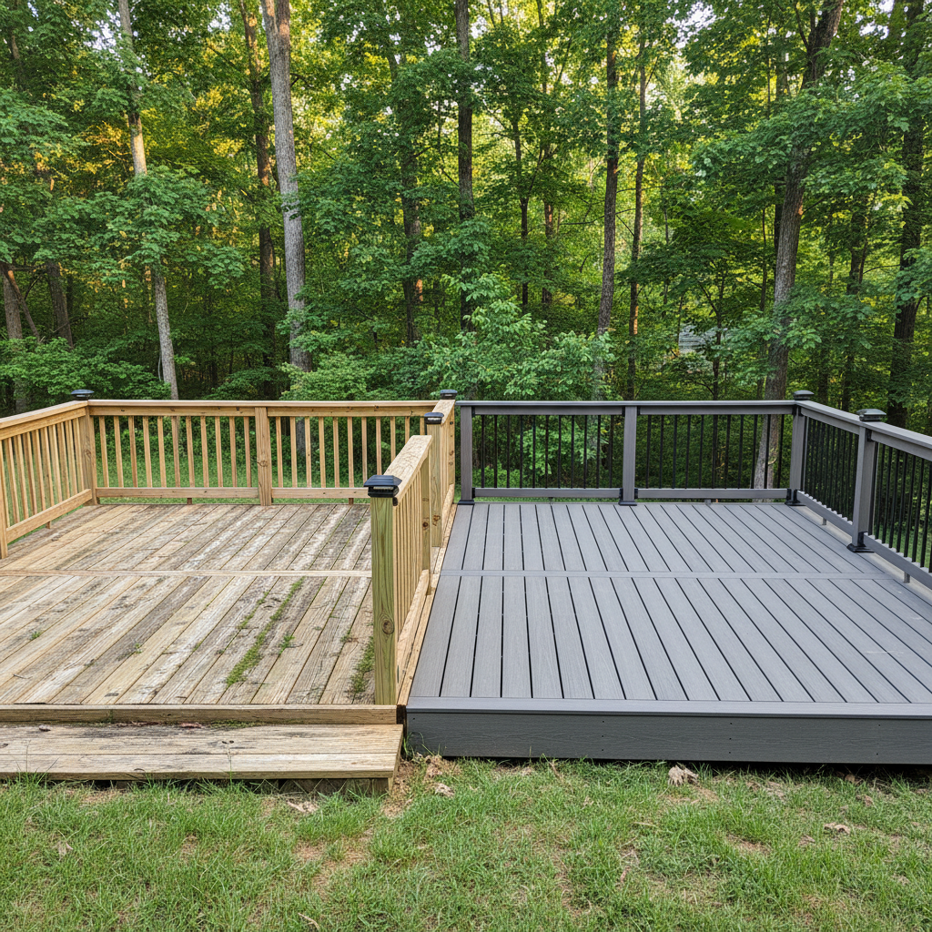 Completed composite decks work at a residential property in Knoxville, TN
