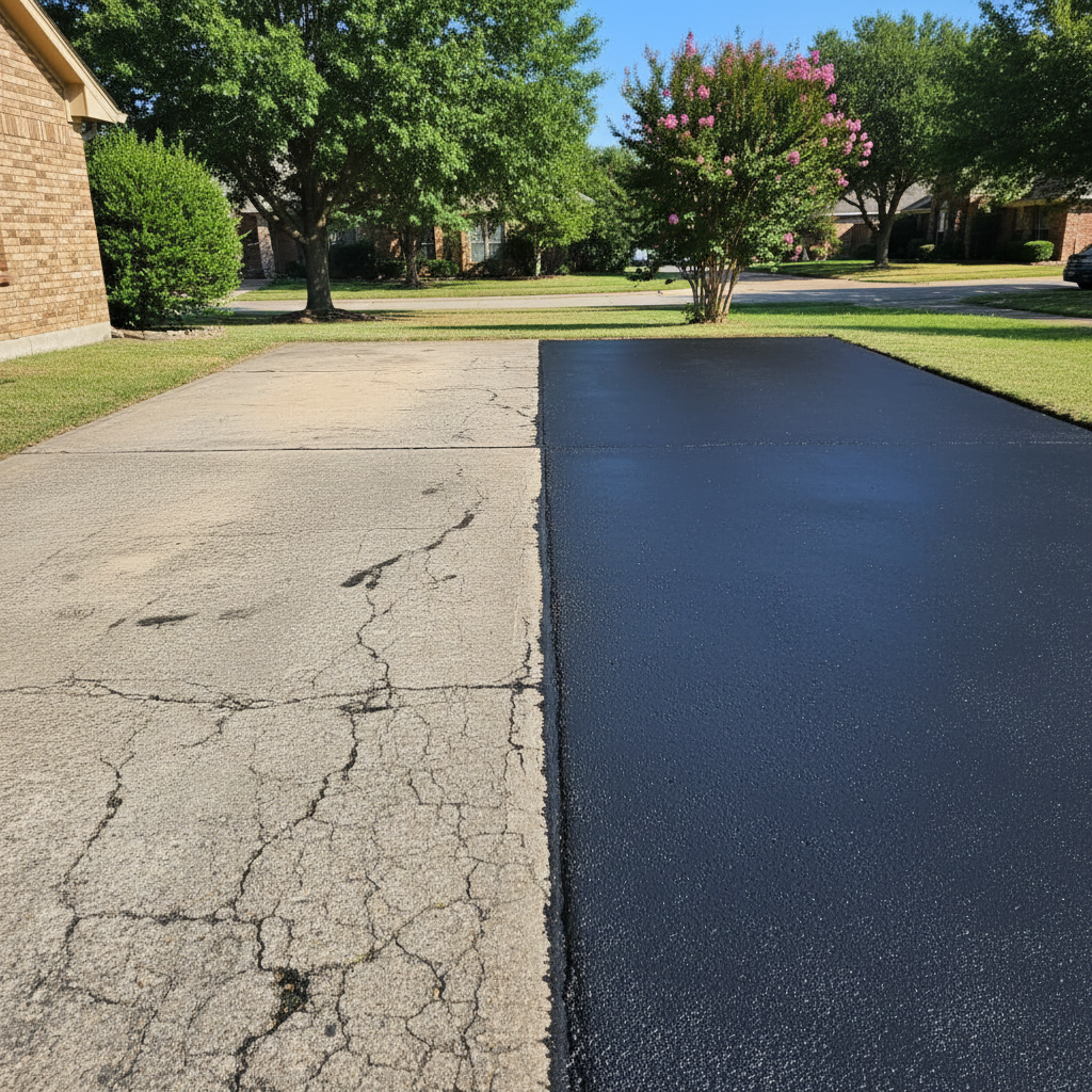 Completed slurry coating work at a residential property in Fort Worth, TX