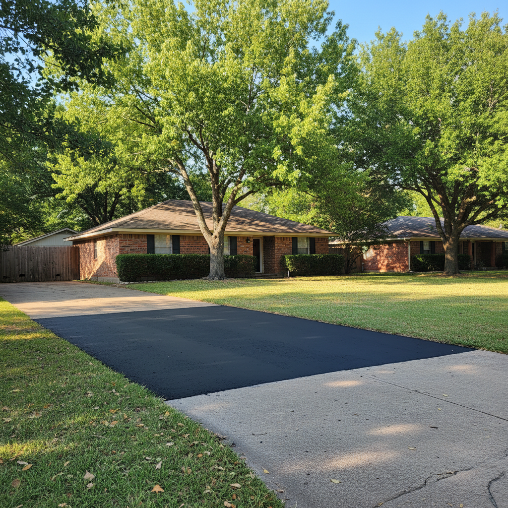 Completed asphalt patching work at a residential property in Irving, TX