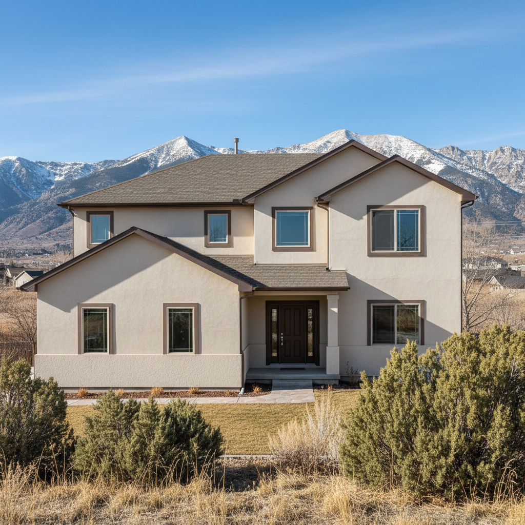Completed stucco painting work at a residential property in Salt Lake City, UT