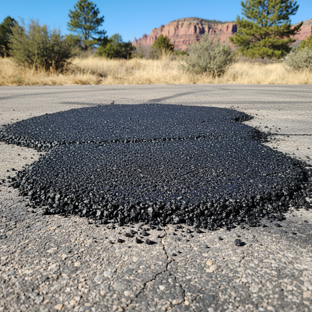 Completed asphalt patching work at a residential property in Canon City, CO