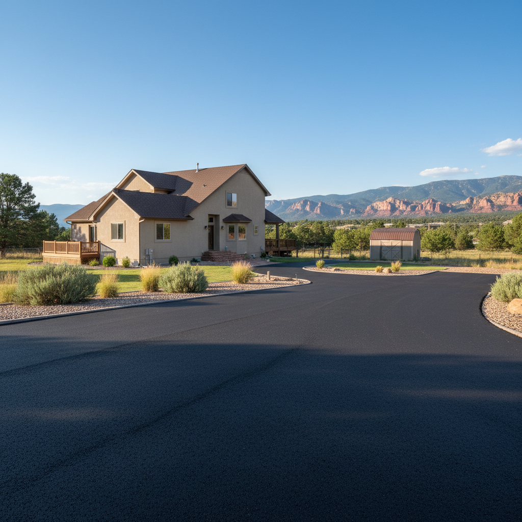 Completed asphalt paving work at a residential property in Canon City, CO