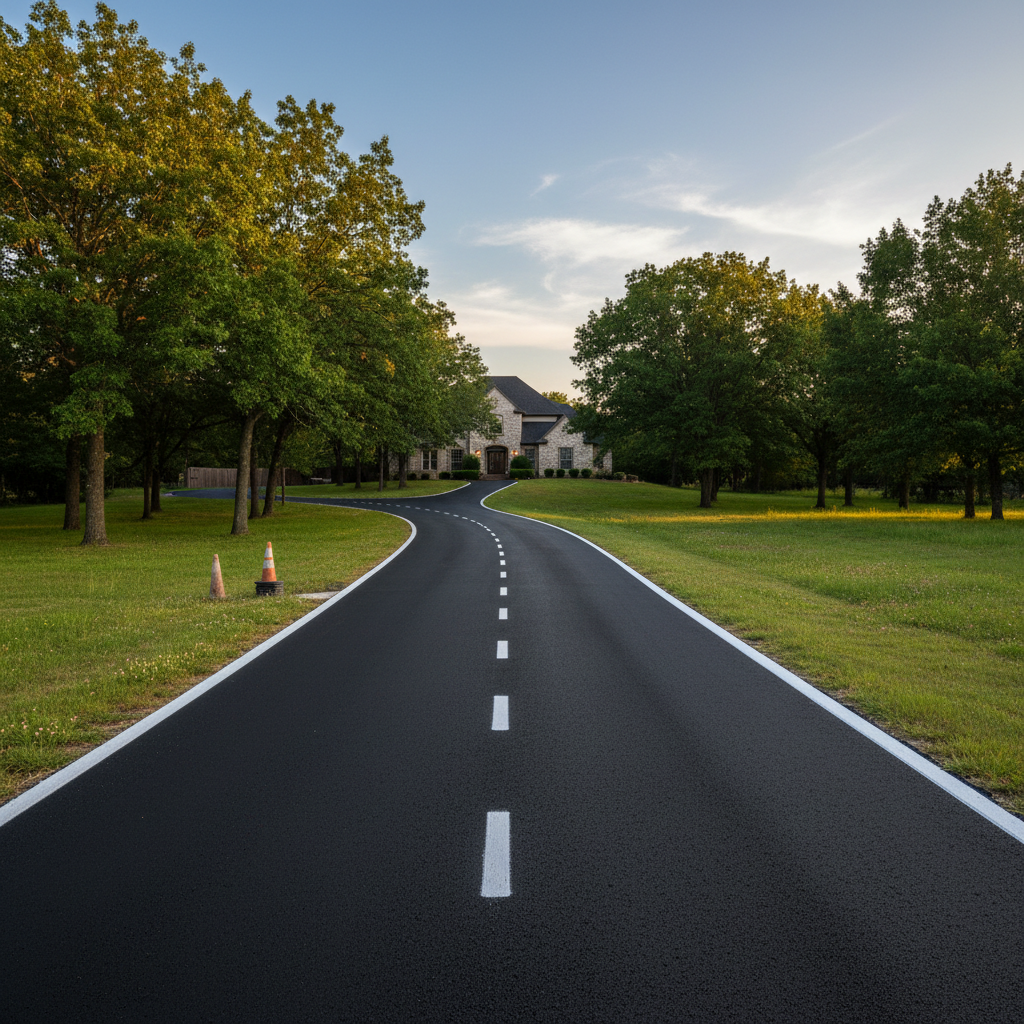 Completed asphalt striping work at a residential property in New Deal, TX