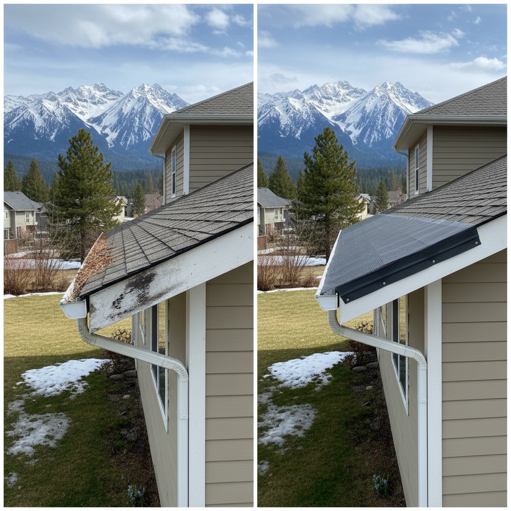 Completed gutter guard installation work at a residential property in Whitefish, MT