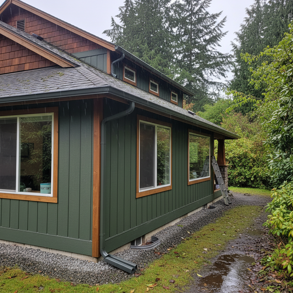 Completed gutter replacement work at a residential property in Bothell, WA