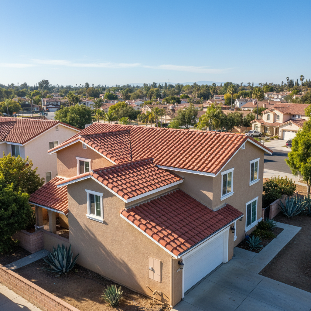 Completed roof installation work at a residential property in Alhambra, CA