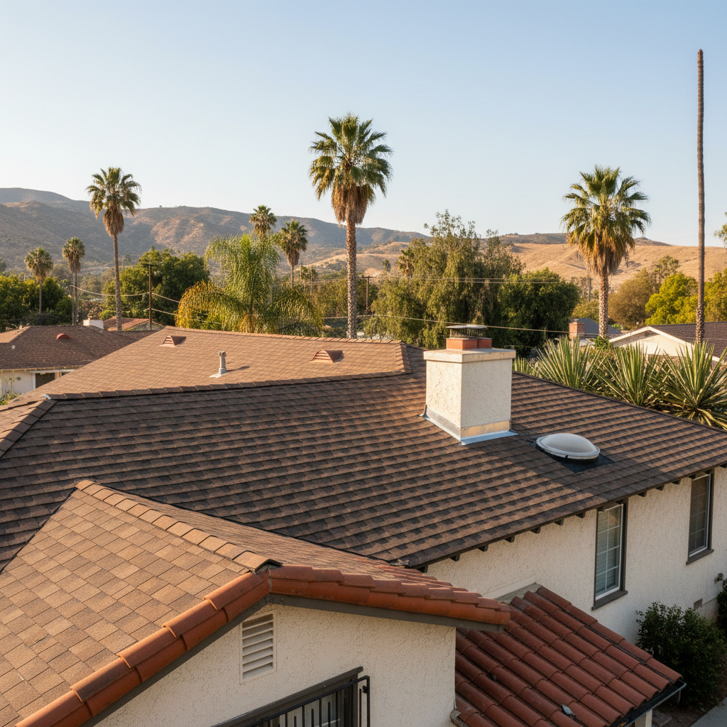 Completed roof repair work at a residential property in Alhambra, CA