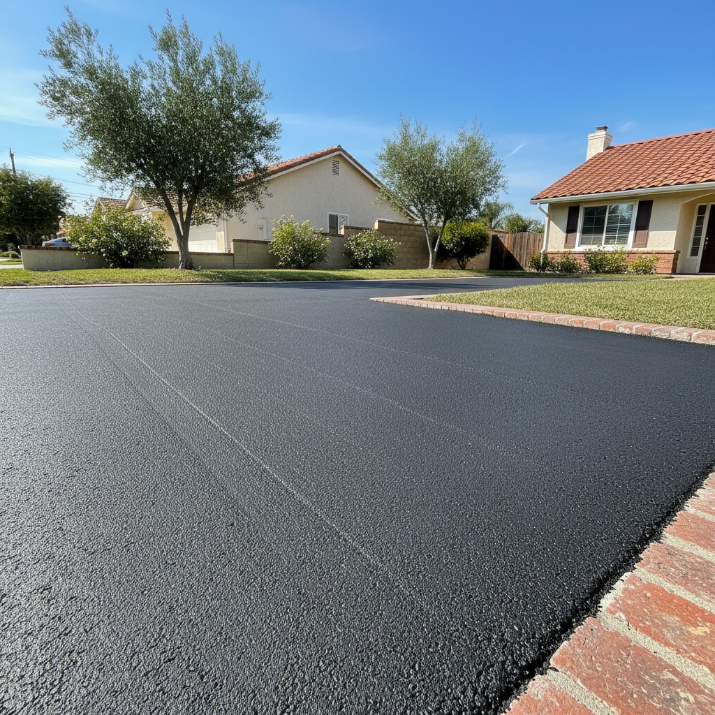 Completed asphalt milling work at a residential property in Garden Grove, CA
