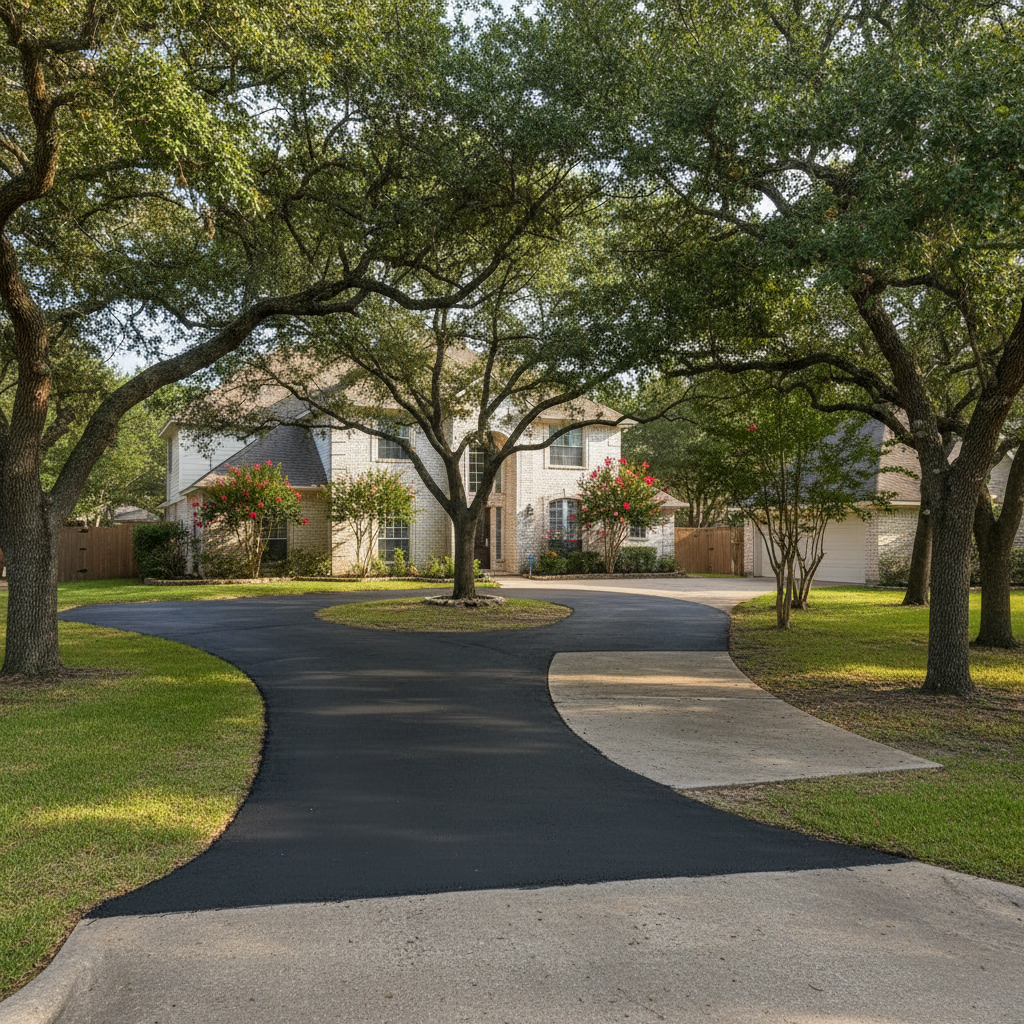 Completed asphalt patching work at a residential property in Houston , TX