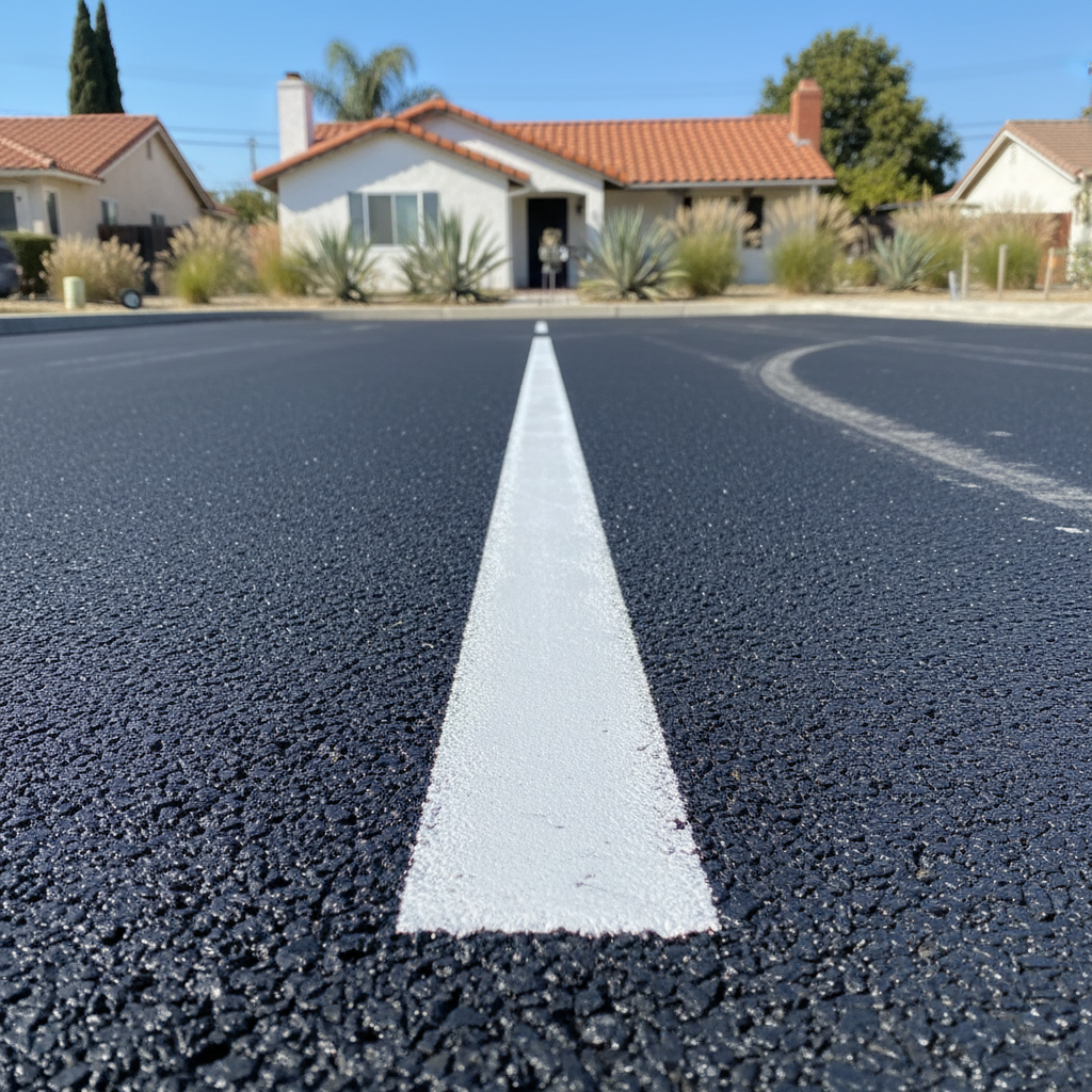 Completed asphalt striping work at a residential property in North Hollywood, CA