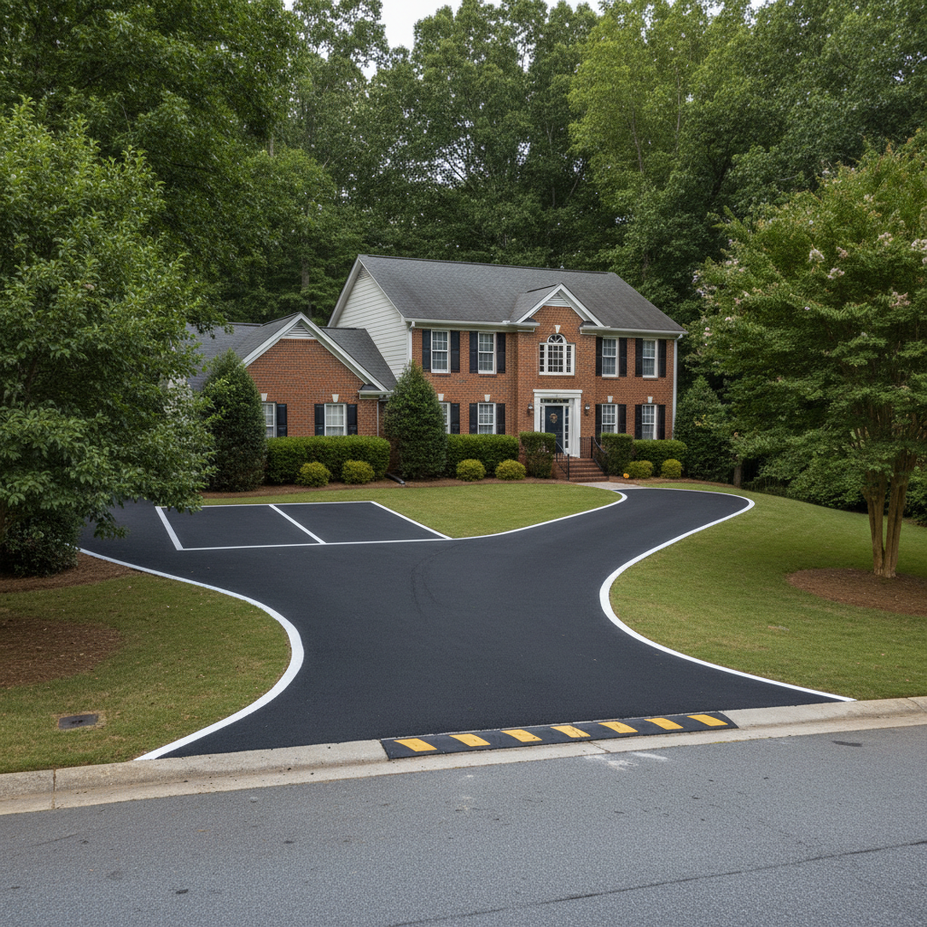 Completed asphalt striping work at a residential property in Atlanta, GA