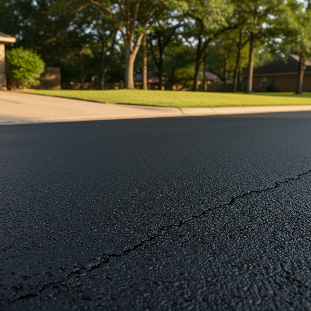 Completed asphalt sealcoating work at a residential property in New Caney, TX