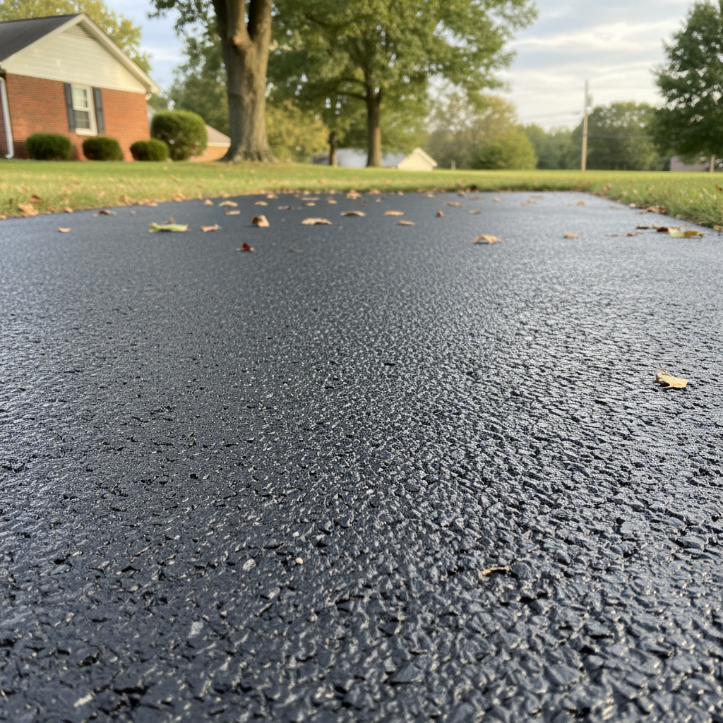 Completed asphalt sealcoating work at a residential property in Harrisburg, PA