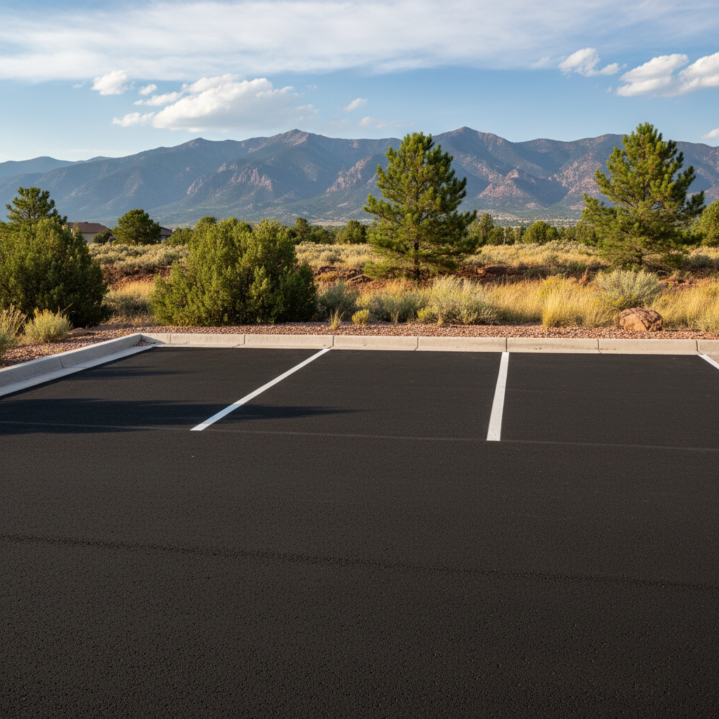 Completed parking lot paving work at a residential property in Colorado Springs, CO