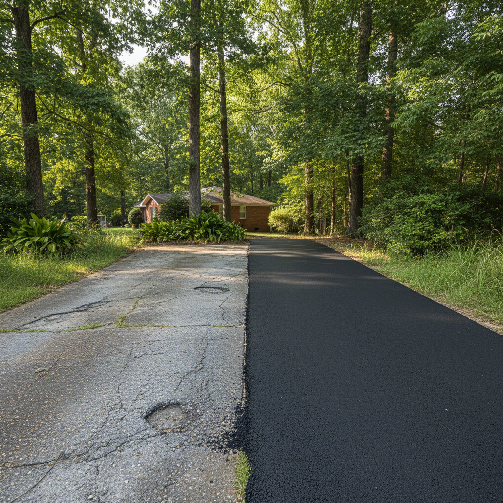 Completed driveway paving work at a residential property in Atlanta, GA