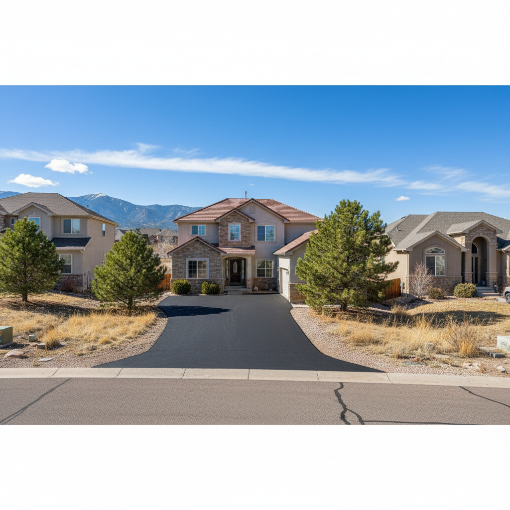 Completed driveway paving work at a residential property in Colorado Springs, CO