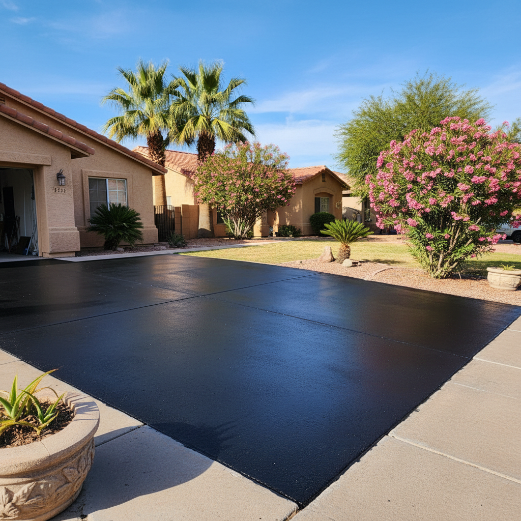 Completed slurry coating work at a residential property in Phoenix, AZ