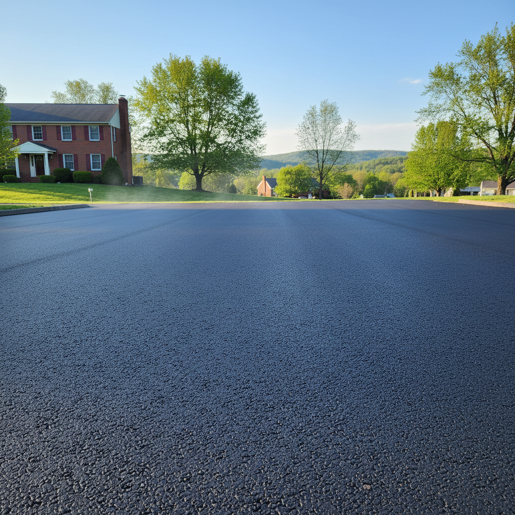 Completed parking lot paving work at a residential property in Harrisburg, PA