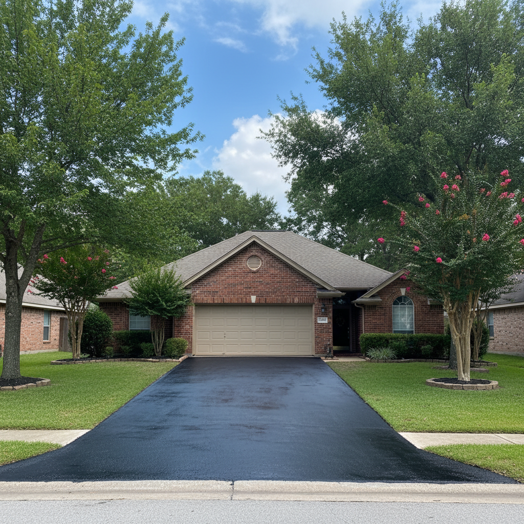 Completed slurry coating work at a residential property in Humble, TX