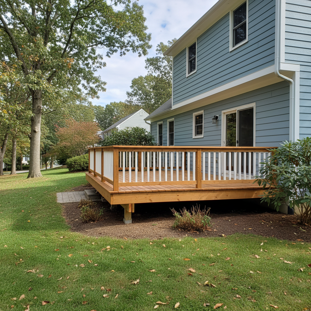 Completed deck repair work at a residential property in North Attleborough, MA