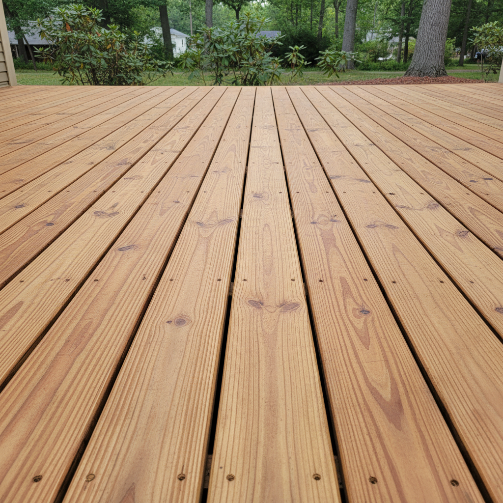 Completed wooden decks work at a residential property in Woonsocket, RI