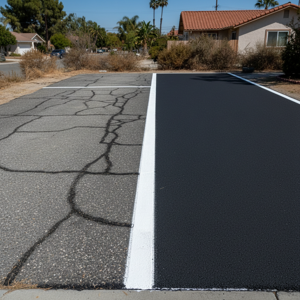 Completed asphalt striping work at a residential property in Los Angeles, CA