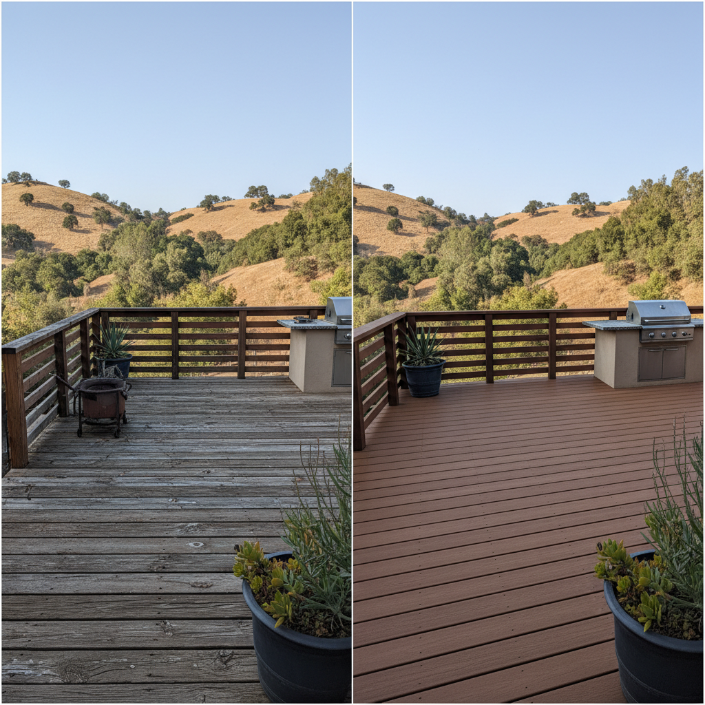 Completed trex decks work at a residential property in Temecula, CA
