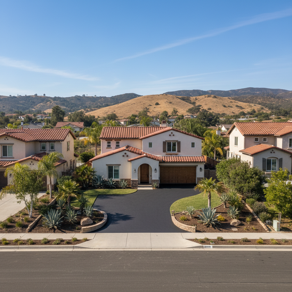 Completed driveway paving work at a residential property in San Diego, CA