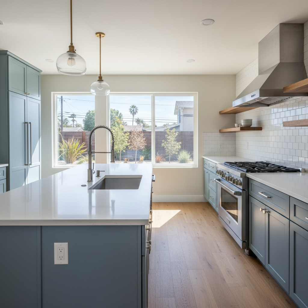 Completed kitchen remodel work at a residential property in Long Beach, CA