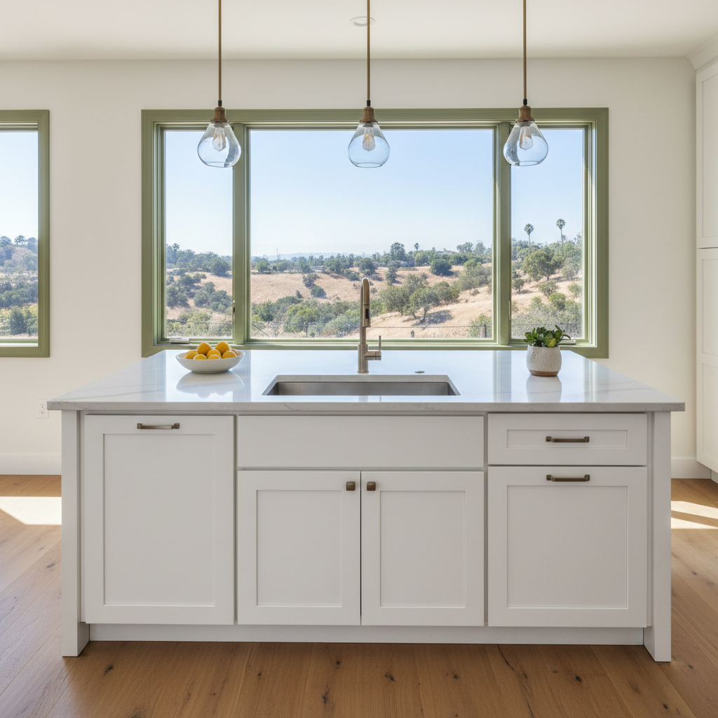 Completed kitchen island installation work at a residential property in Pasadena, CA