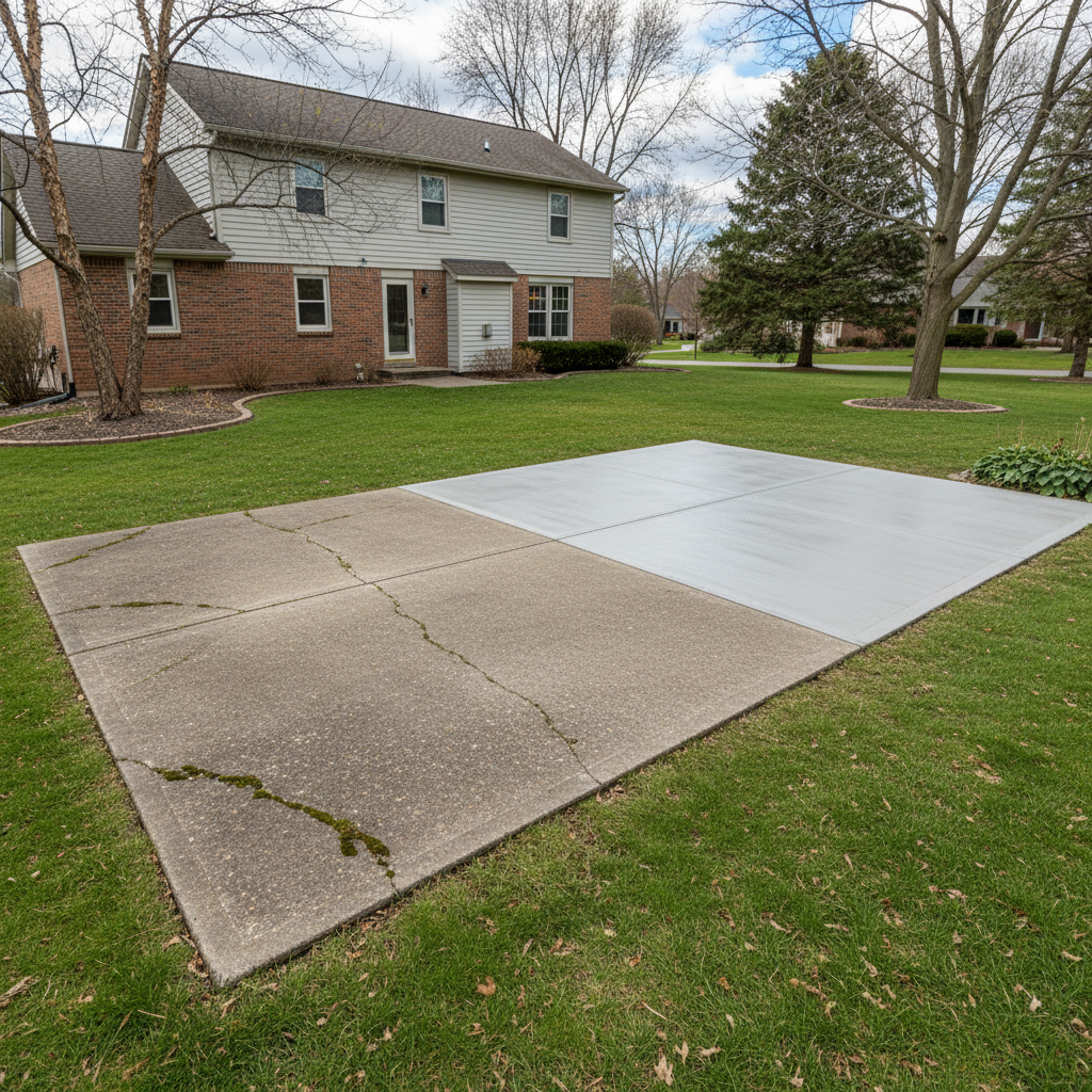 Completed concrete patios work at a residential property in Naperville, IL