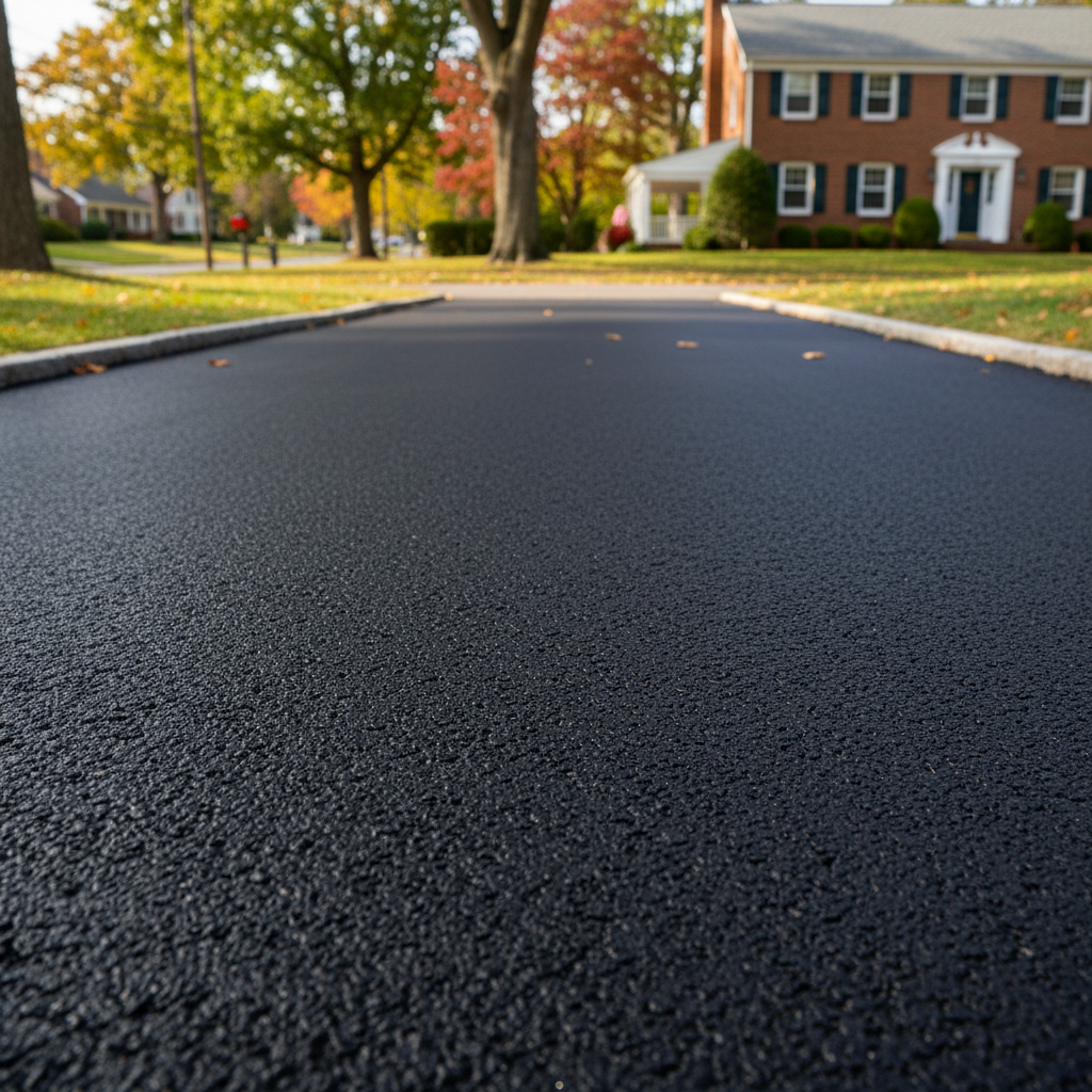 Completed asphalt paving work at a residential property in Philadelphia, PA