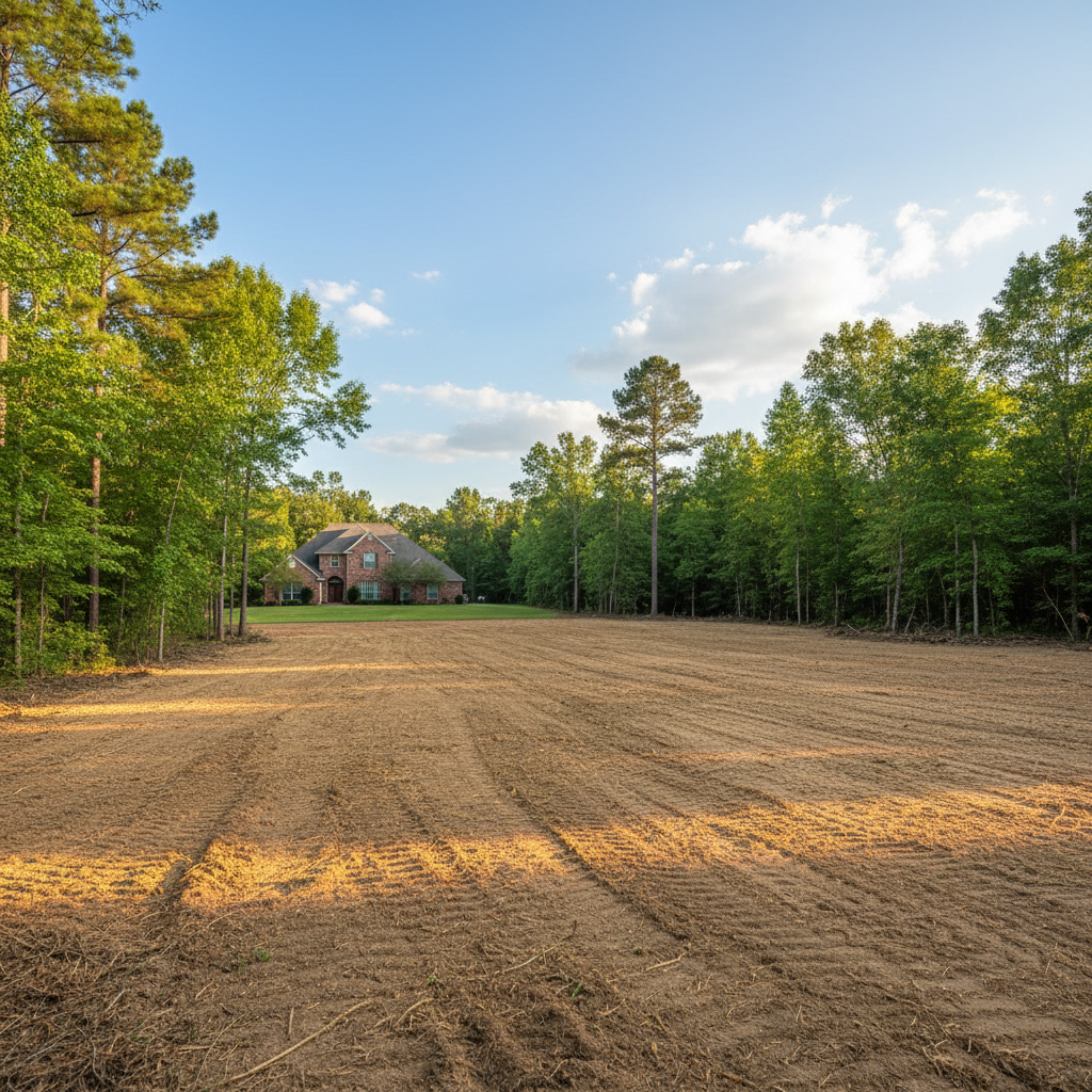 Completed land clearing work at a residential property in New Caney, TX
