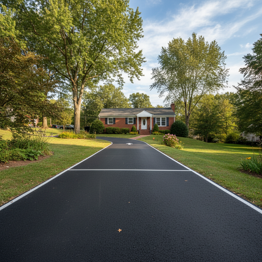 Completed asphalt striping work at a residential property in Philadelphia, PA