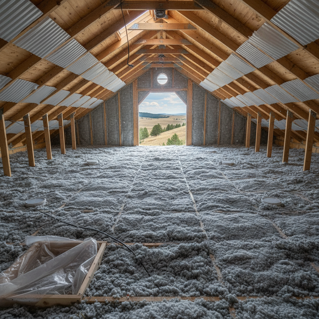 Completed attic insulation work at a residential property in Billings, MT