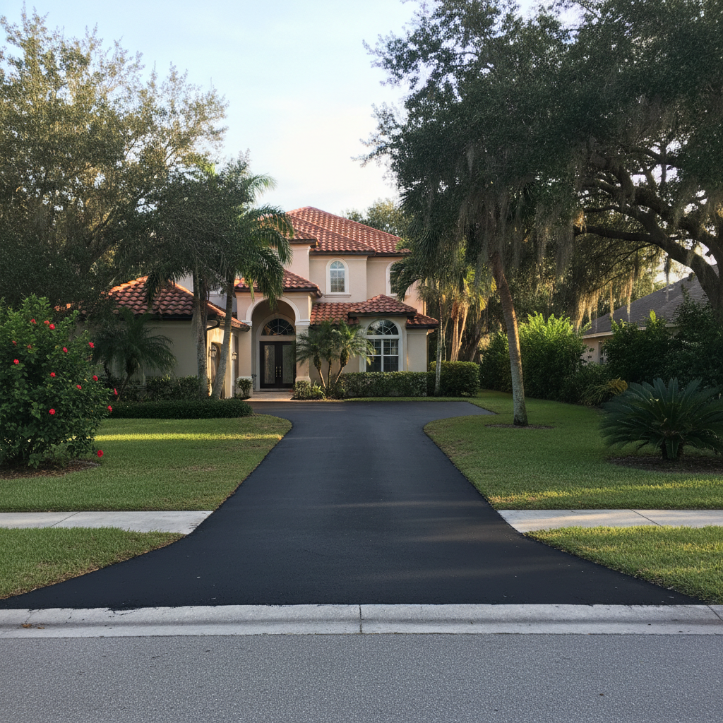 Completed driveway paving work at a residential property in Sarasota, FL