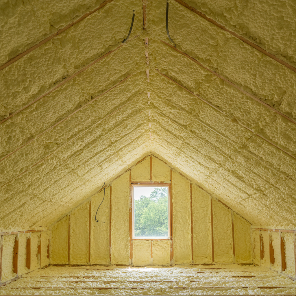 Completed open cell spray foam work at a residential property in Austin, TX