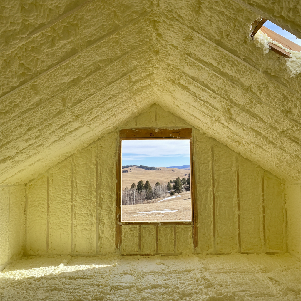 Completed open cell spray foam work at a residential property in Laurel, MT