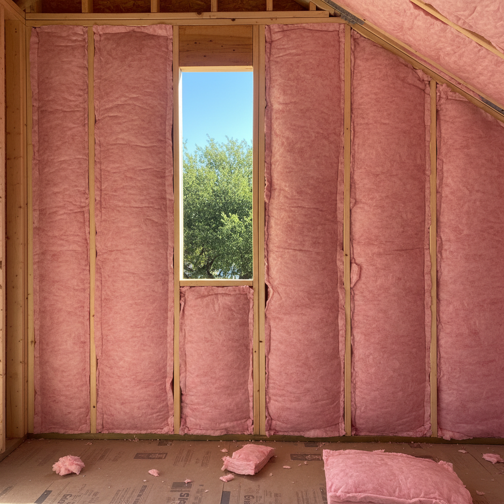 Completed batt insulation installation work at a residential property in Schertz, TX