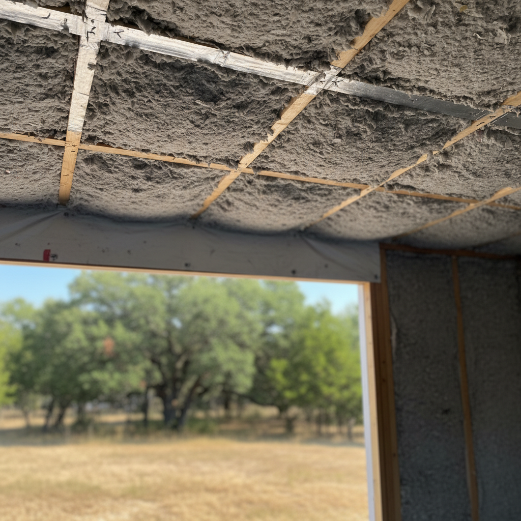 Completed shed insulation work at a residential property in San Marcos, TX