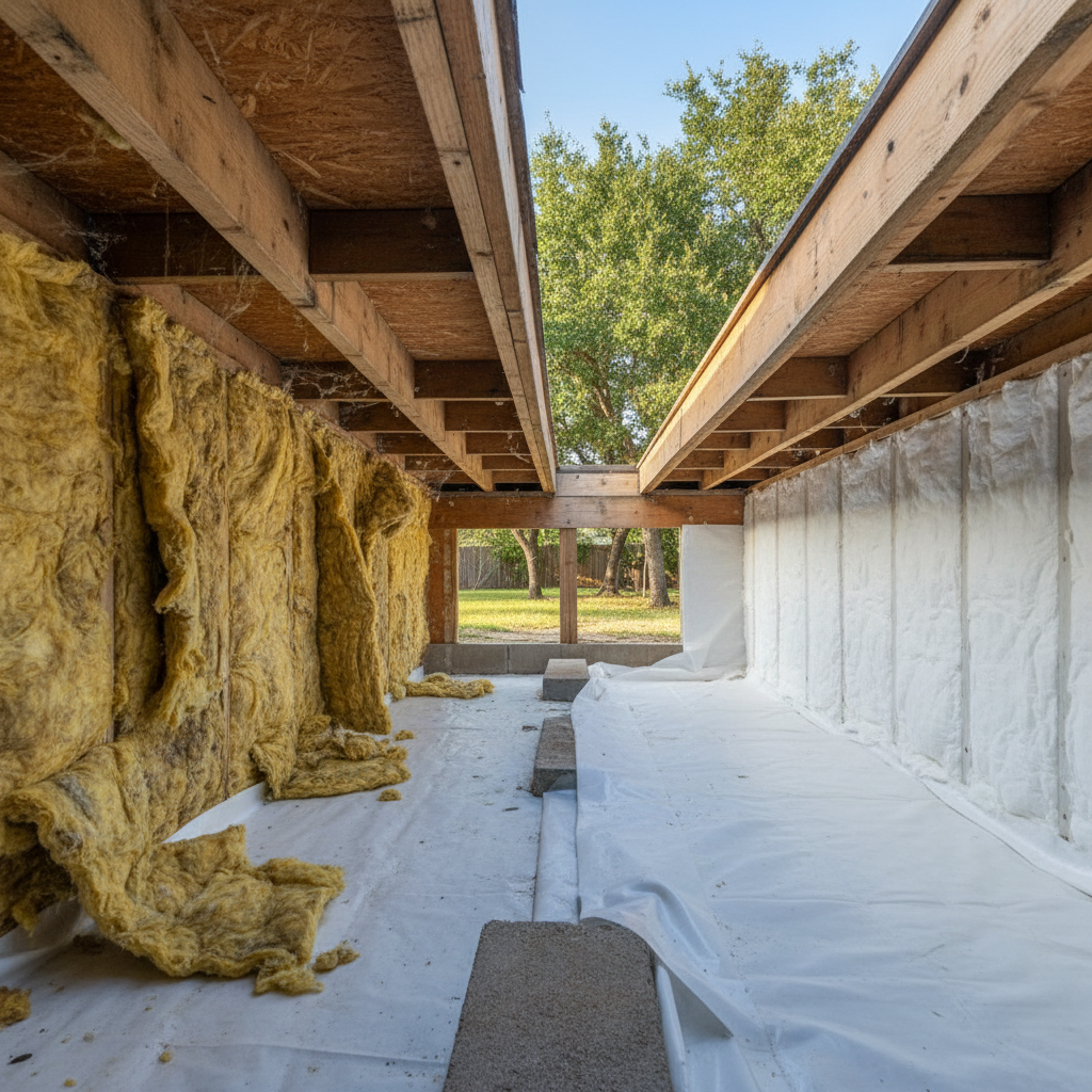 Completed crawl space insulation work at a residential property in Cibolo, TX