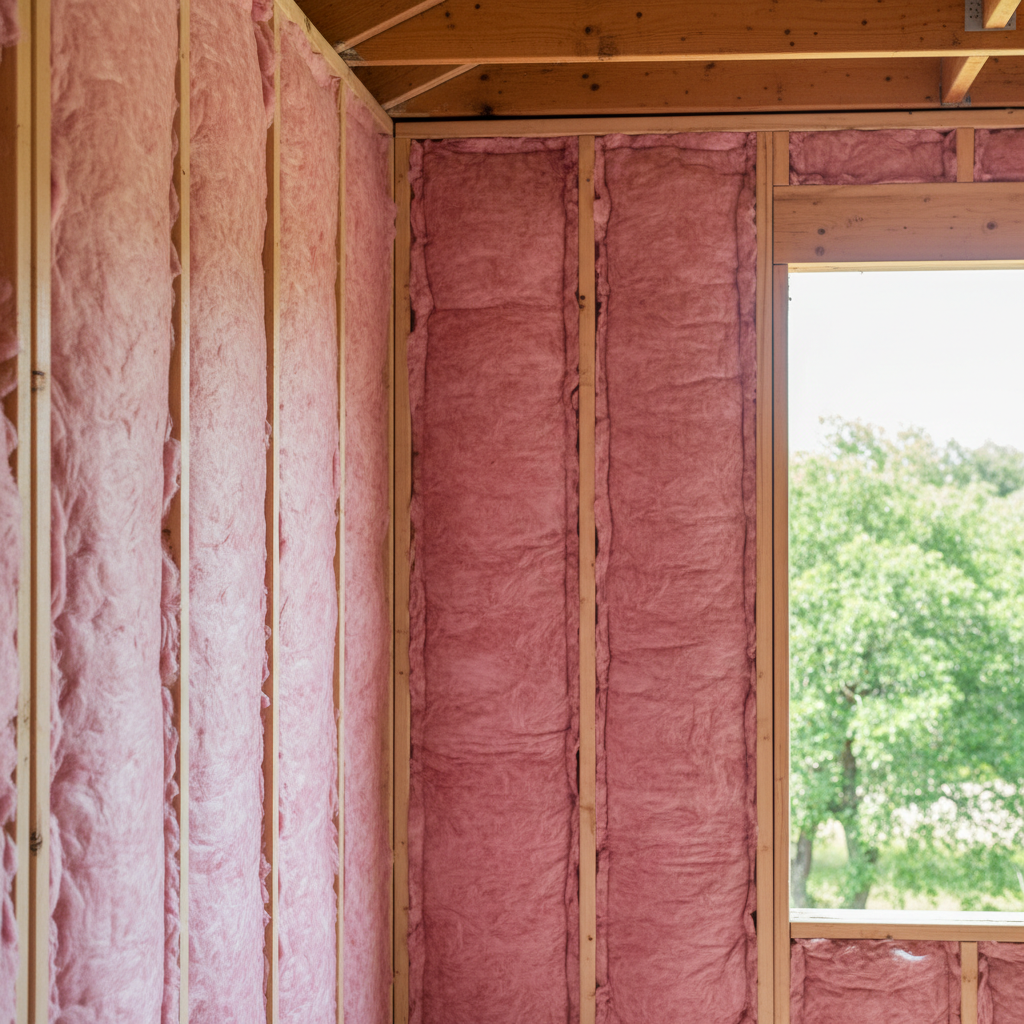 Completed batt insulation installation work at a residential property in Cibolo, TX