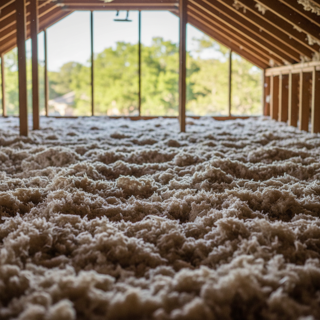 Completed blown-in insulation work at a residential property in Kyle, TX