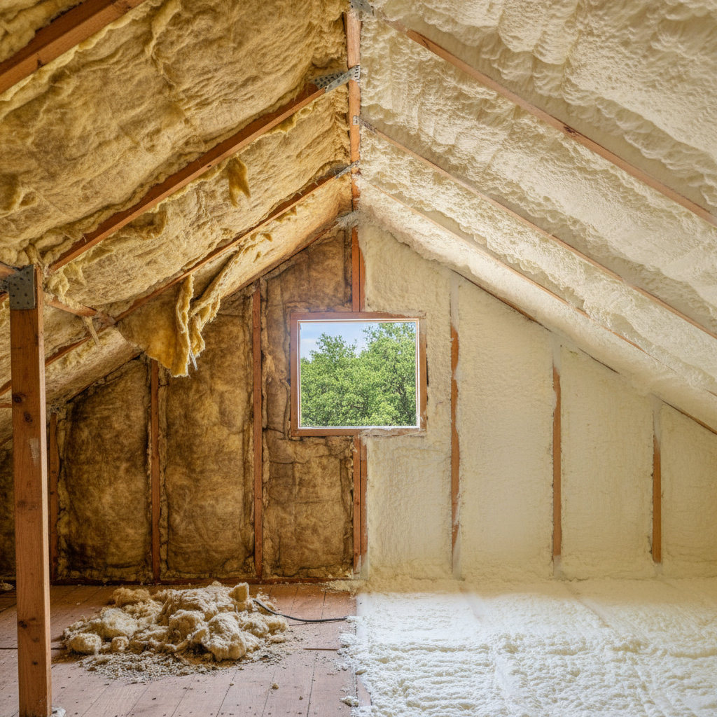 Completed closed cell spray foam work at a residential property in Converse, TX