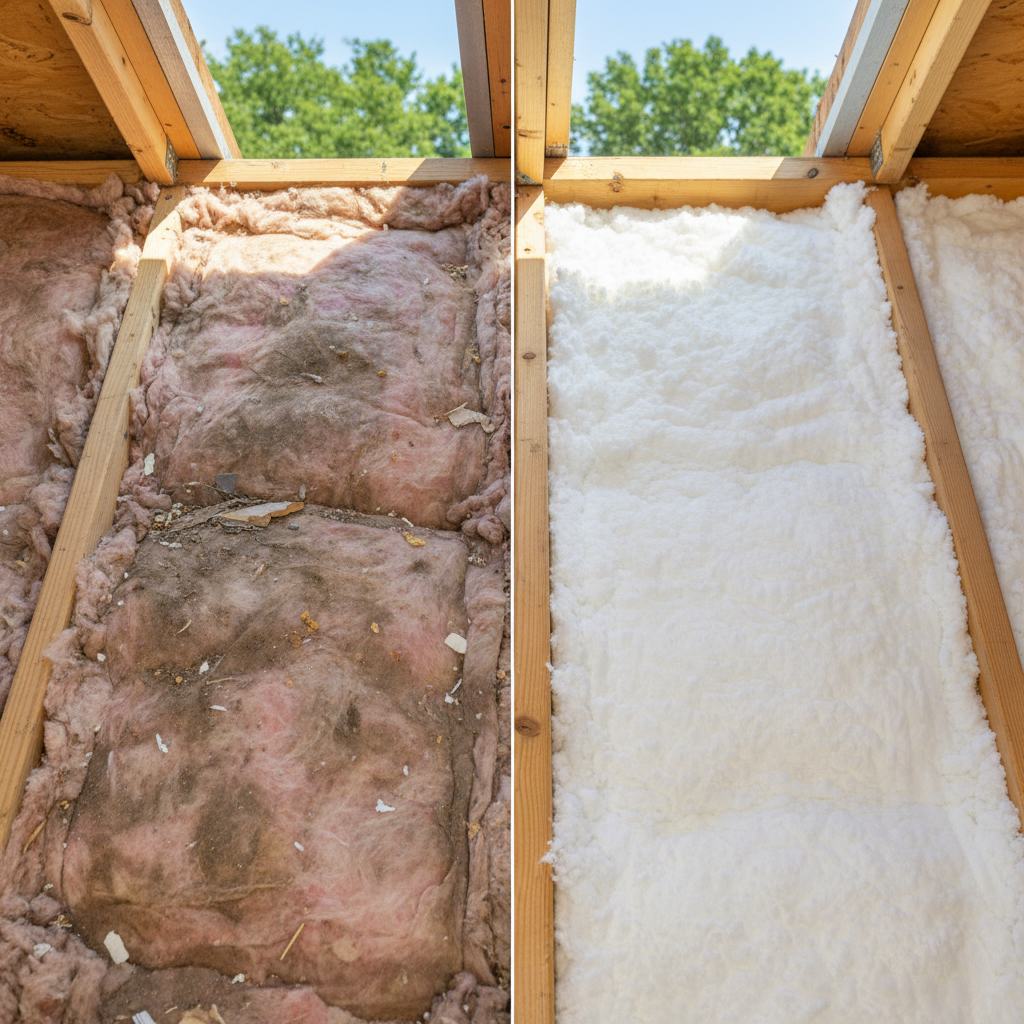 Completed batt insulation installation work at a residential property in Schertz, TX