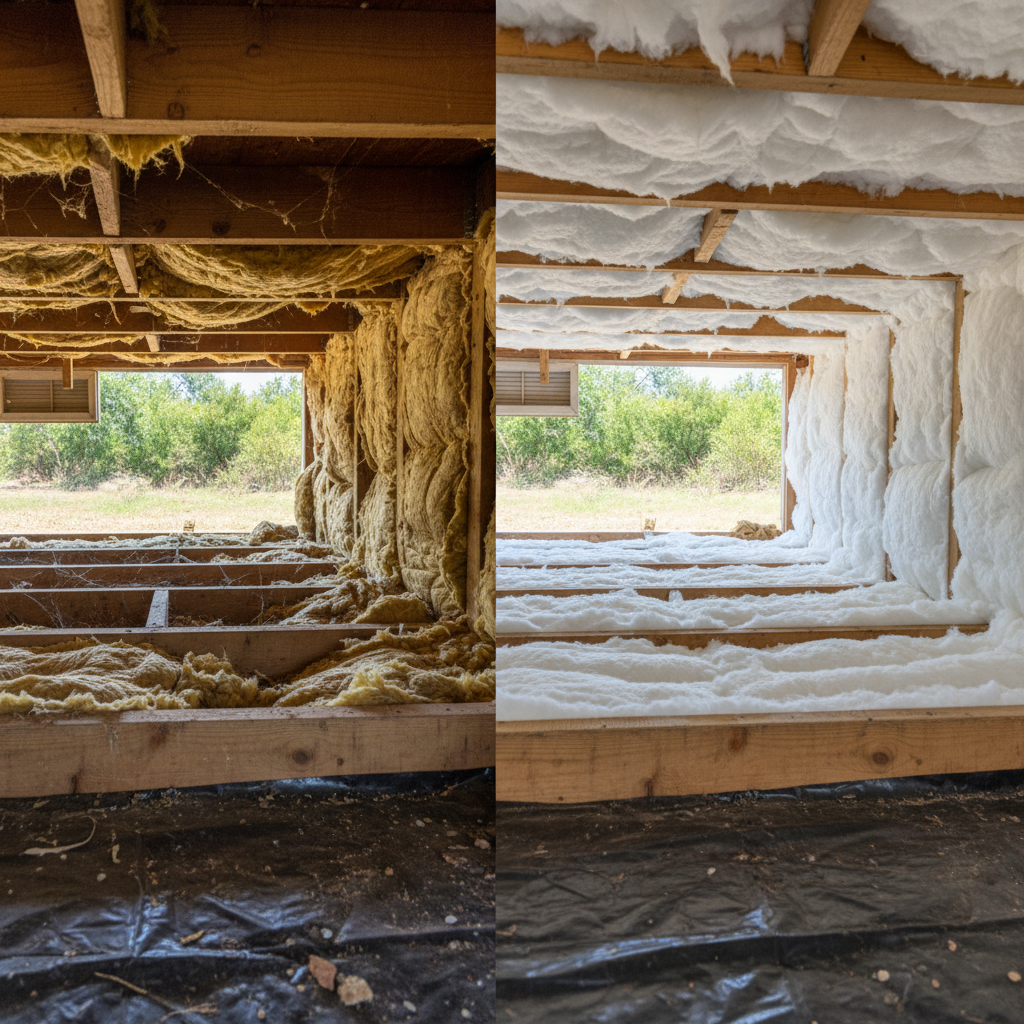 Completed crawl space insulation work at a residential property in Round Rock, TX